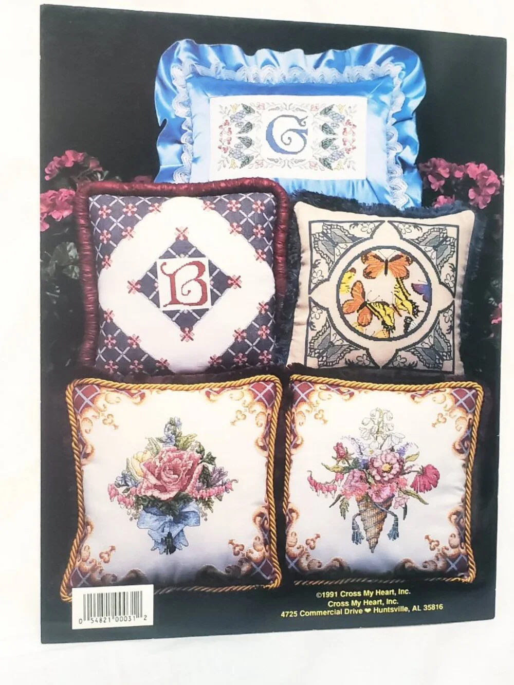 Pillow Decor Cross Stitch Pattern Leaflet CSB67 Cross My Heart 1991 Butterfly